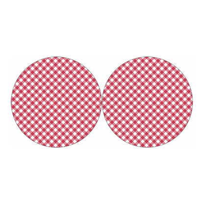 Cardinal Red And White Gingham Print Car Coasters