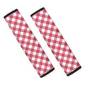 Cardinal Red And White Gingham Print Car Seat Belt Covers