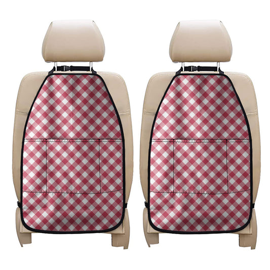 Cardinal Red And White Gingham Print Car Seat Organizers