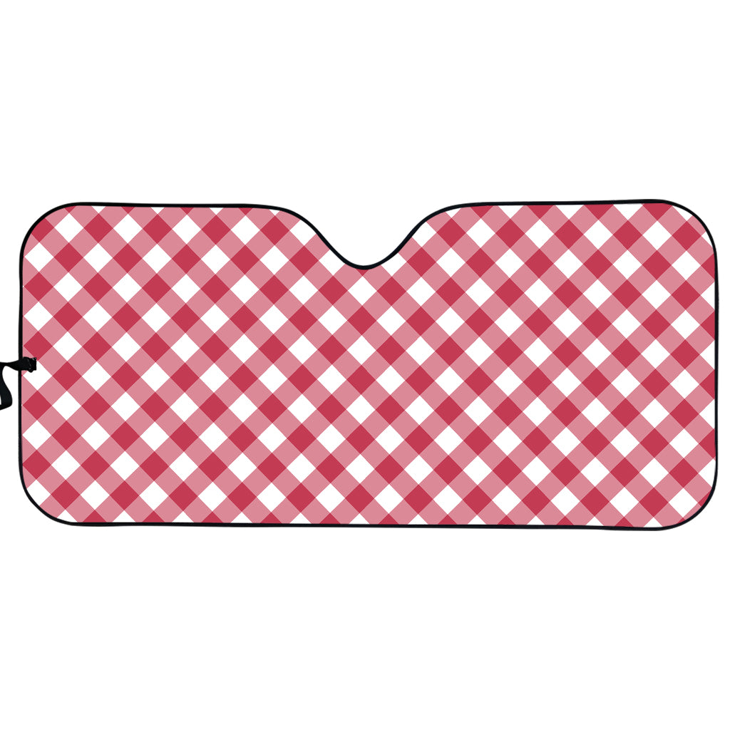 Cardinal Red And White Gingham Print Car Sun Shade