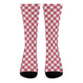 Cardinal Red And White Gingham Print Crew Socks