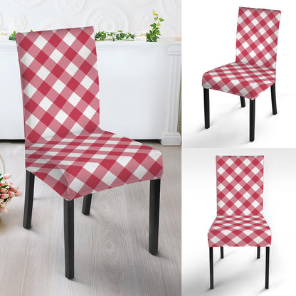 Cardinal Red And White Gingham Print Dining Chair Slipcover