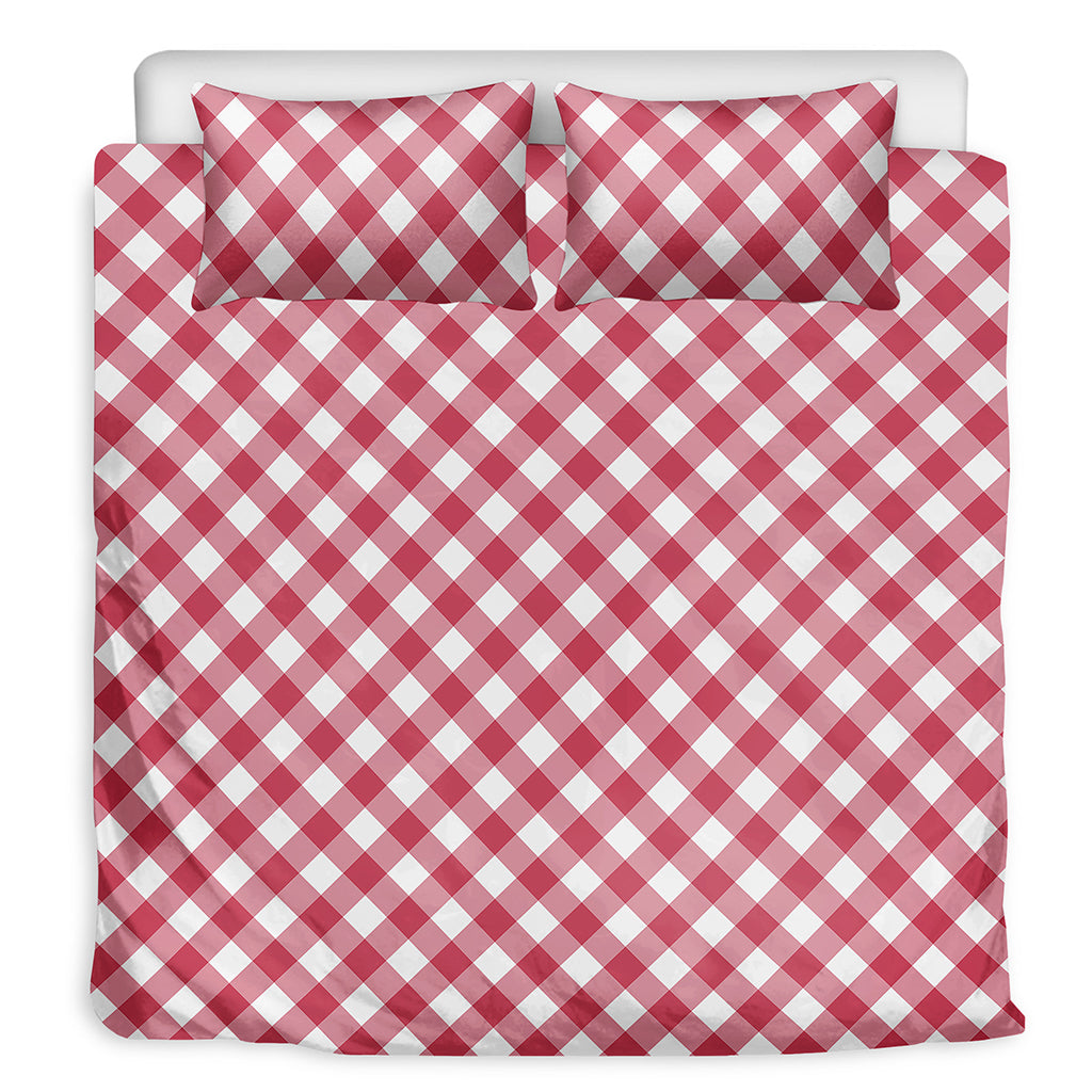 Cardinal Red And White Gingham Print Duvet Cover Bedding Set