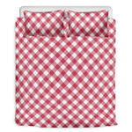 Cardinal Red And White Gingham Print Duvet Cover Bedding Set
