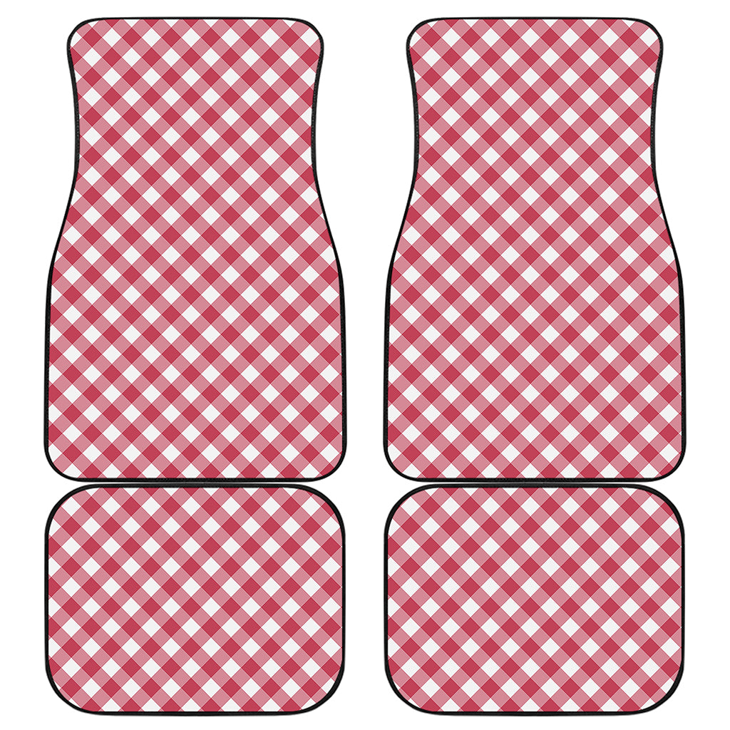 Cardinal Red And White Gingham Print Front and Back Car Floor Mats