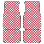 Cardinal Red And White Gingham Print Front and Back Car Floor Mats