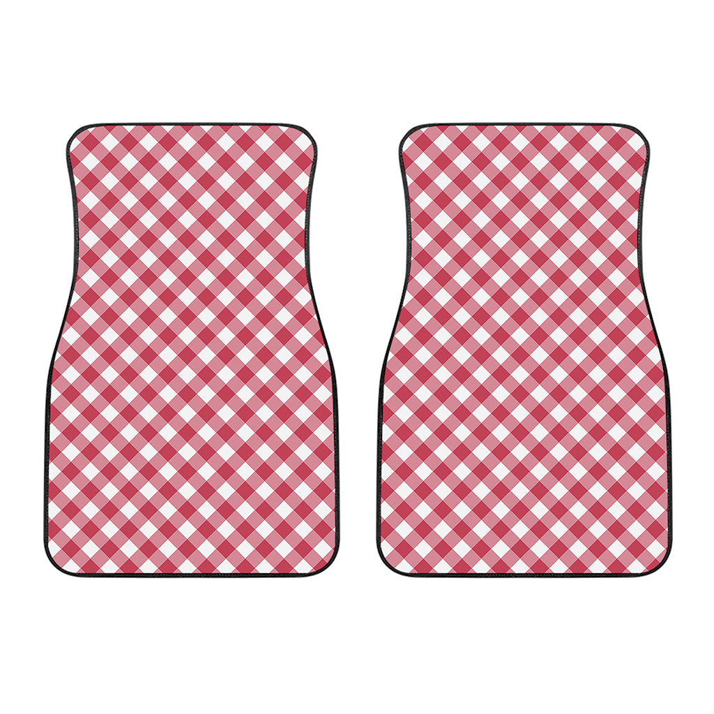 Cardinal Red And White Gingham Print Front Car Floor Mats
