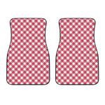 Cardinal Red And White Gingham Print Front Car Floor Mats