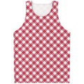 Cardinal Red And White Gingham Print Men's Tank Top