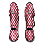Cardinal Red And White Gingham Print Muay Thai Shin Guard