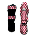 Cardinal Red And White Gingham Print Muay Thai Shin Guard