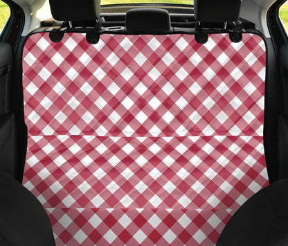 Cardinal Red And White Gingham Print Pet Car Back Seat Cover