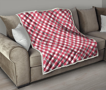 Cardinal Red And White Gingham Print Quilt