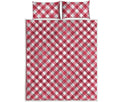 Cardinal Red And White Gingham Print Quilt Bed Set