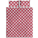 Cardinal Red And White Gingham Print Quilt Bed Set