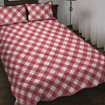 Cardinal Red And White Gingham Print Quilt Bed Set