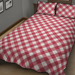 Cardinal Red And White Gingham Print Quilt Bed Set