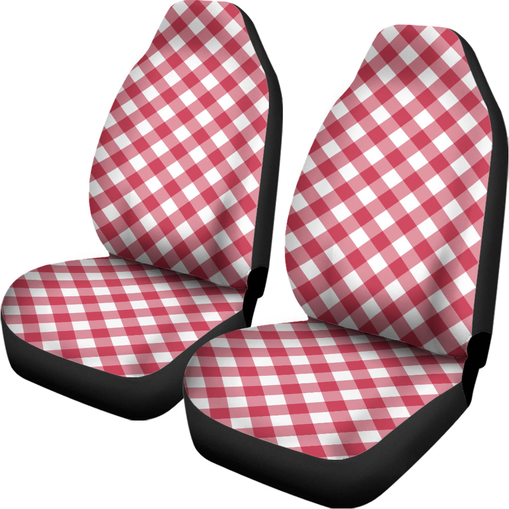 Cardinal Red And White Gingham Print Universal Fit Car Seat Covers