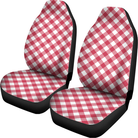 Cardinal Red And White Gingham Print Universal Fit Car Seat Covers