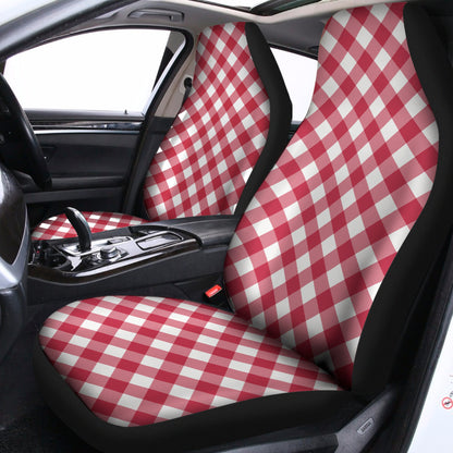 Cardinal Red And White Gingham Print Universal Fit Car Seat Covers