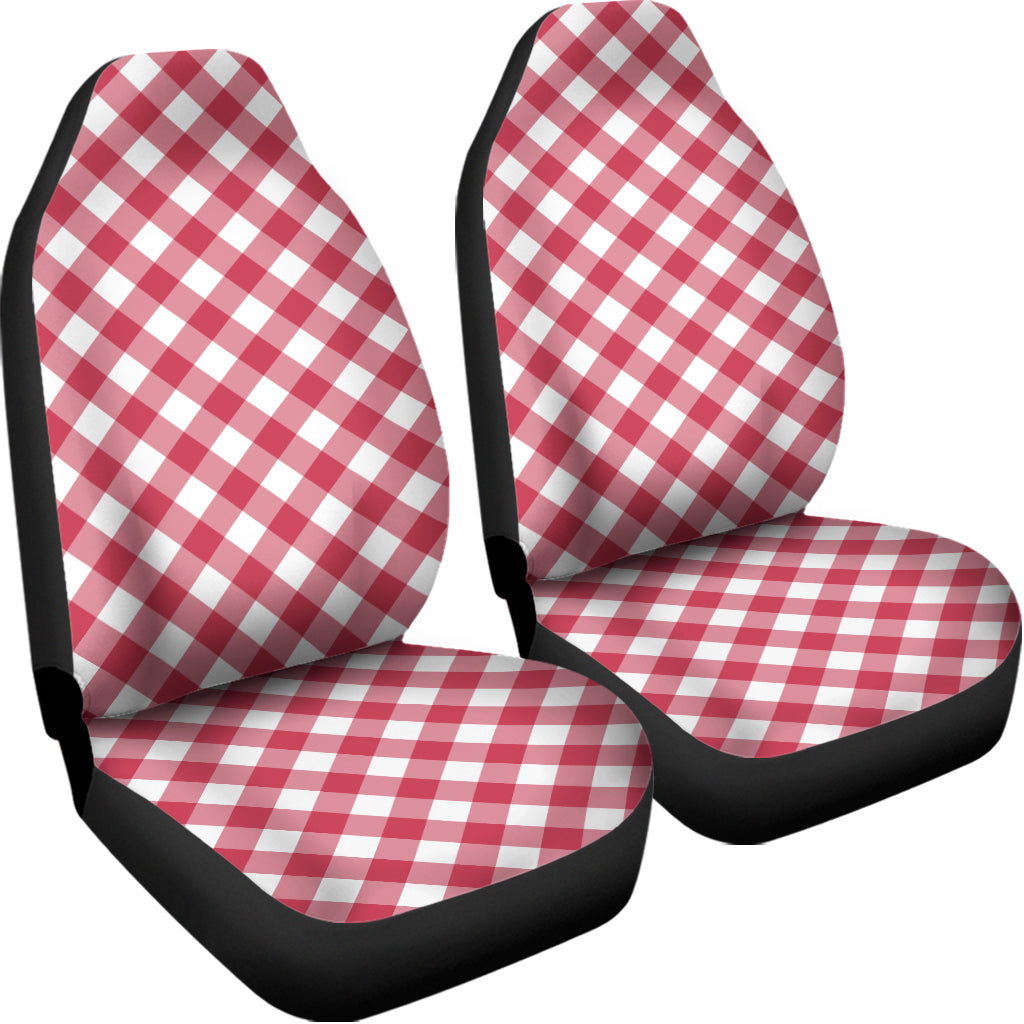 Cardinal Red And White Gingham Print Universal Fit Car Seat Covers