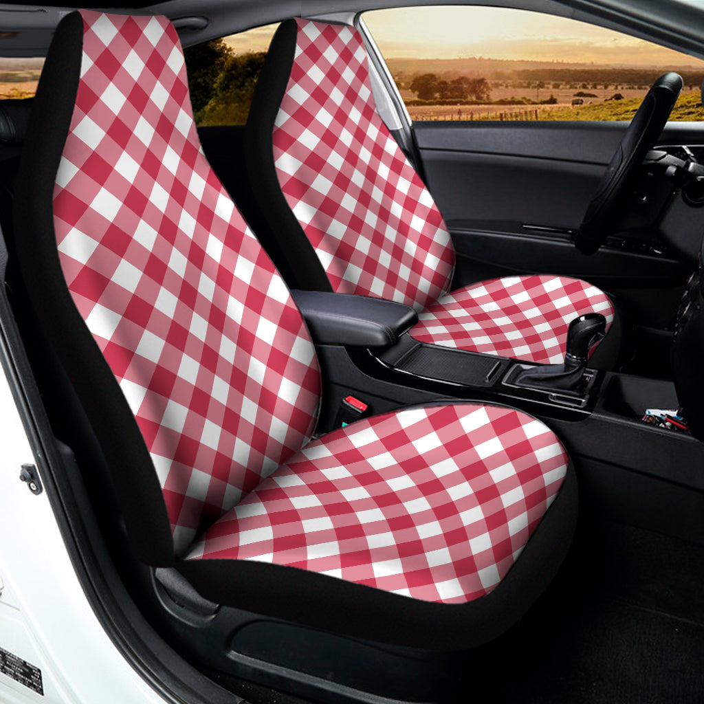 Cardinal Red And White Gingham Print Universal Fit Car Seat Covers