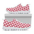 Cardinal Red And White Gingham Print White Running Shoes