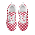 Cardinal Red And White Gingham Print White Sneakers