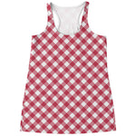 Cardinal Red And White Gingham Print Women's Racerback Tank Top
