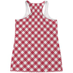 Cardinal Red And White Gingham Print Women's Racerback Tank Top