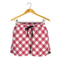 Cardinal Red And White Gingham Print Women's Shorts