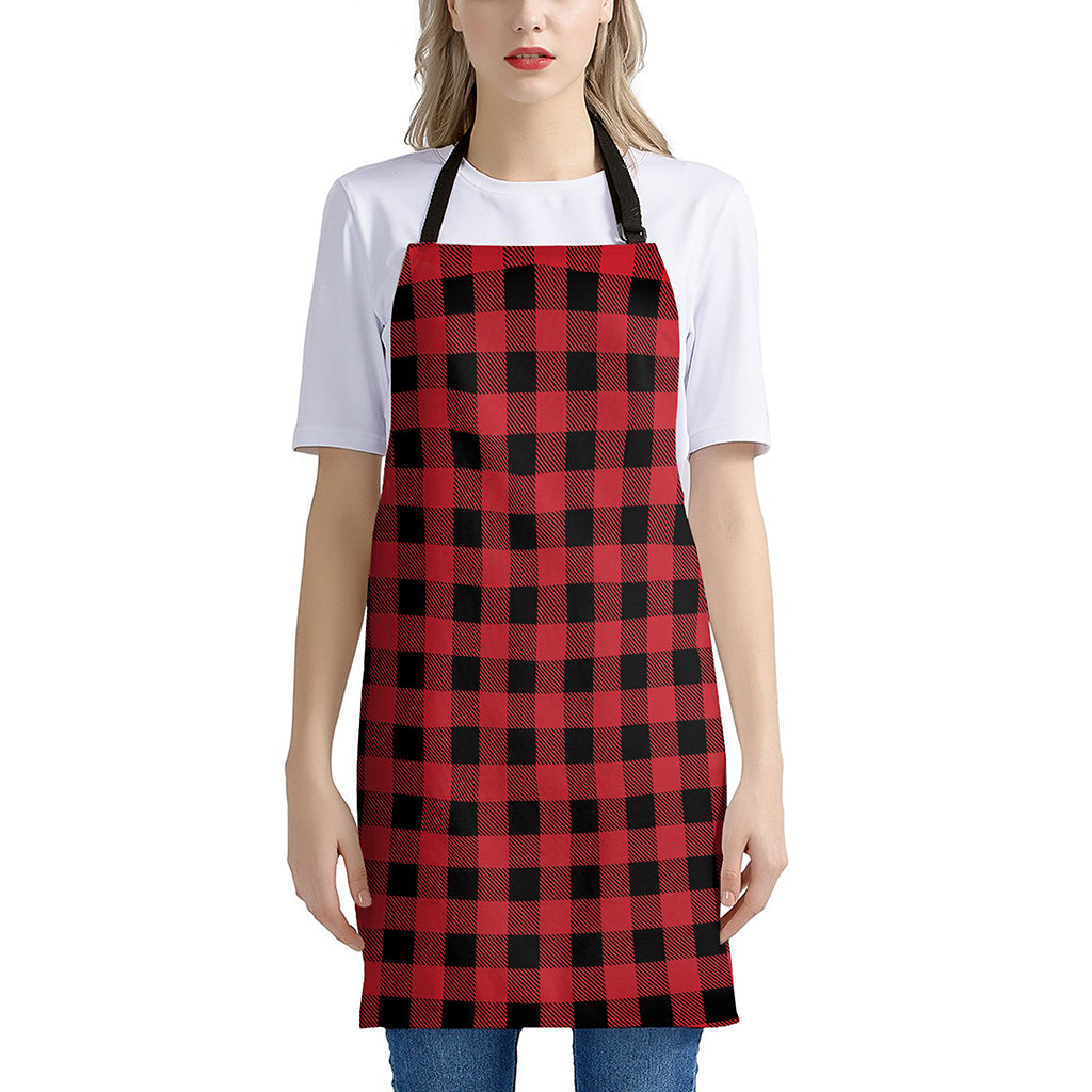 Cardinal Red Buffalo Check Pattern Print Apron