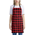 Cardinal Red Buffalo Check Pattern Print Apron