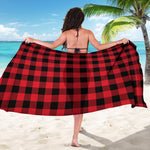 Cardinal Red Buffalo Check Pattern Print Beach Sarong Wrap