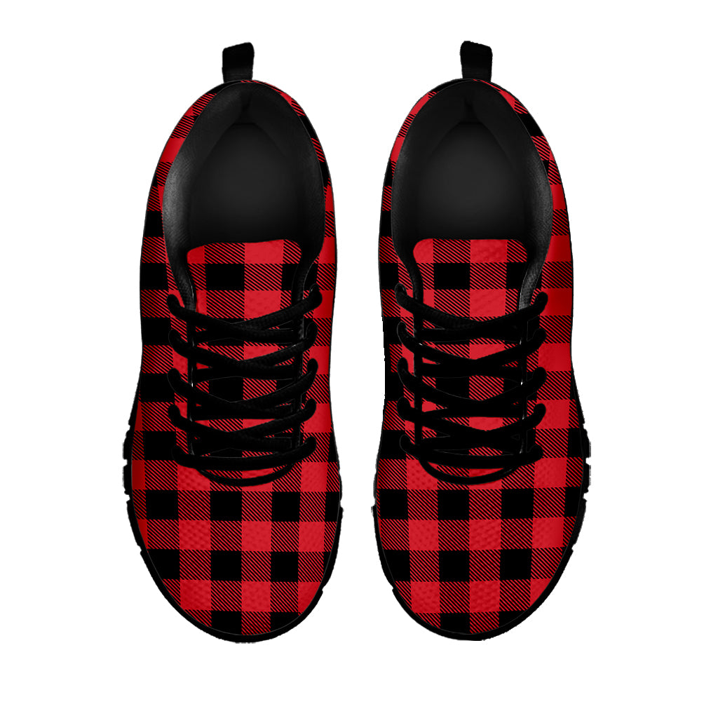 Cardinal Red Buffalo Check Pattern Print Black Sneakers