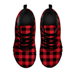 Cardinal Red Buffalo Check Pattern Print Black Sneakers