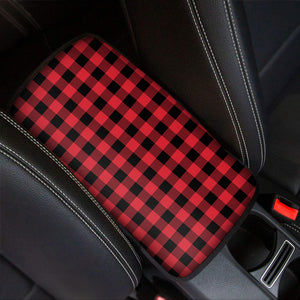 Cardinal Red Buffalo Check Pattern Print Car Center Console Cover