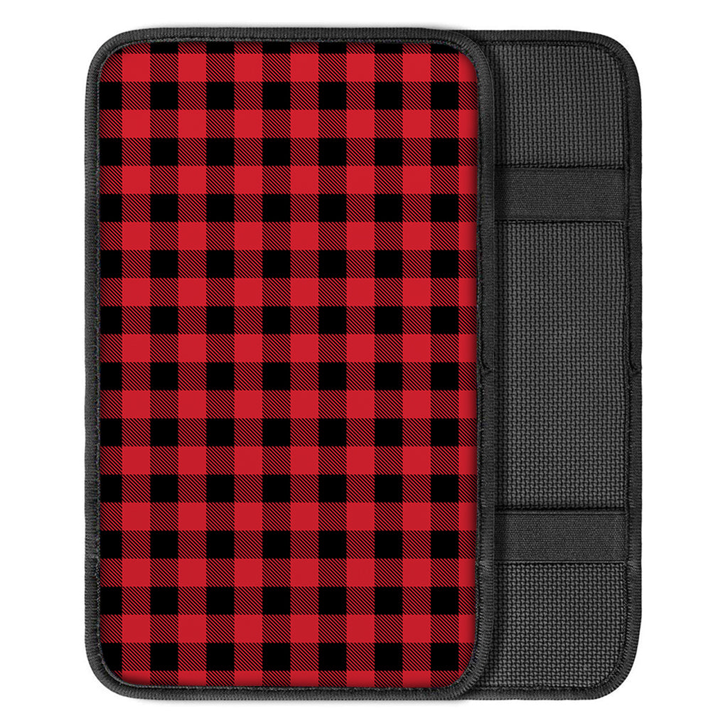 Cardinal Red Buffalo Check Pattern Print Car Center Console Cover