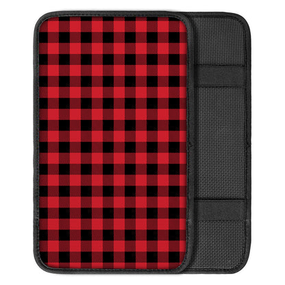 Cardinal Red Buffalo Check Pattern Print Car Center Console Cover