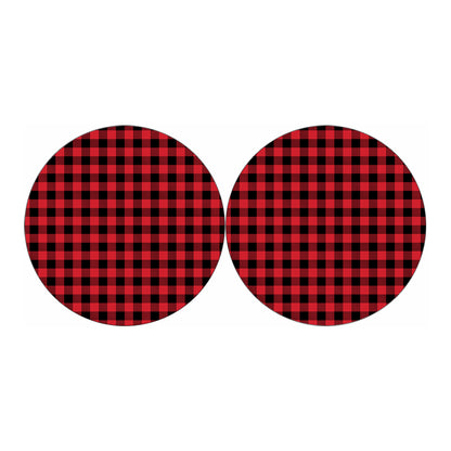 Cardinal Red Buffalo Check Pattern Print Car Coasters