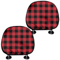 Cardinal Red Buffalo Check Pattern Print Car Headrest Covers