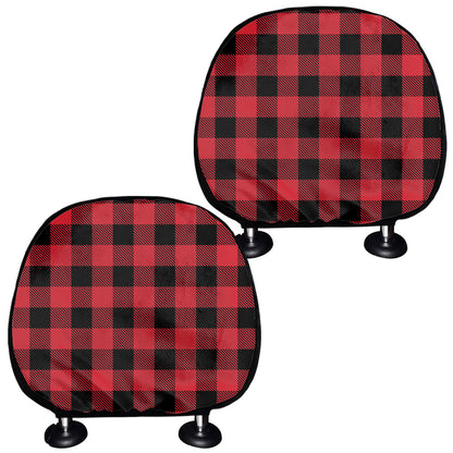 Cardinal Red Buffalo Check Pattern Print Car Headrest Covers