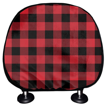 Cardinal Red Buffalo Check Pattern Print Car Headrest Covers