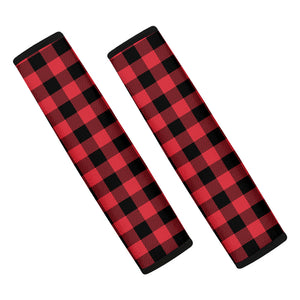 Cardinal Red Buffalo Check Pattern Print Car Seat Belt Covers