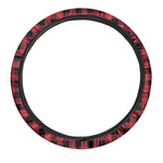 Cardinal Red Buffalo Check Pattern Print Car Steering Wheel Cover