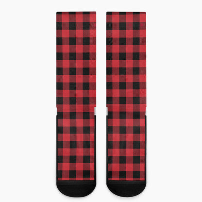 Cardinal Red Buffalo Check Pattern Print Crew Socks