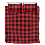 Cardinal Red Buffalo Check Pattern Print Duvet Cover Bedding Set