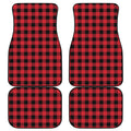 Cardinal Red Buffalo Check Pattern Print Front and Back Car Floor Mats