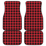 Cardinal Red Buffalo Check Pattern Print Front and Back Car Floor Mats