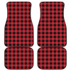 Cardinal Red Buffalo Check Pattern Print Front and Back Car Floor Mats